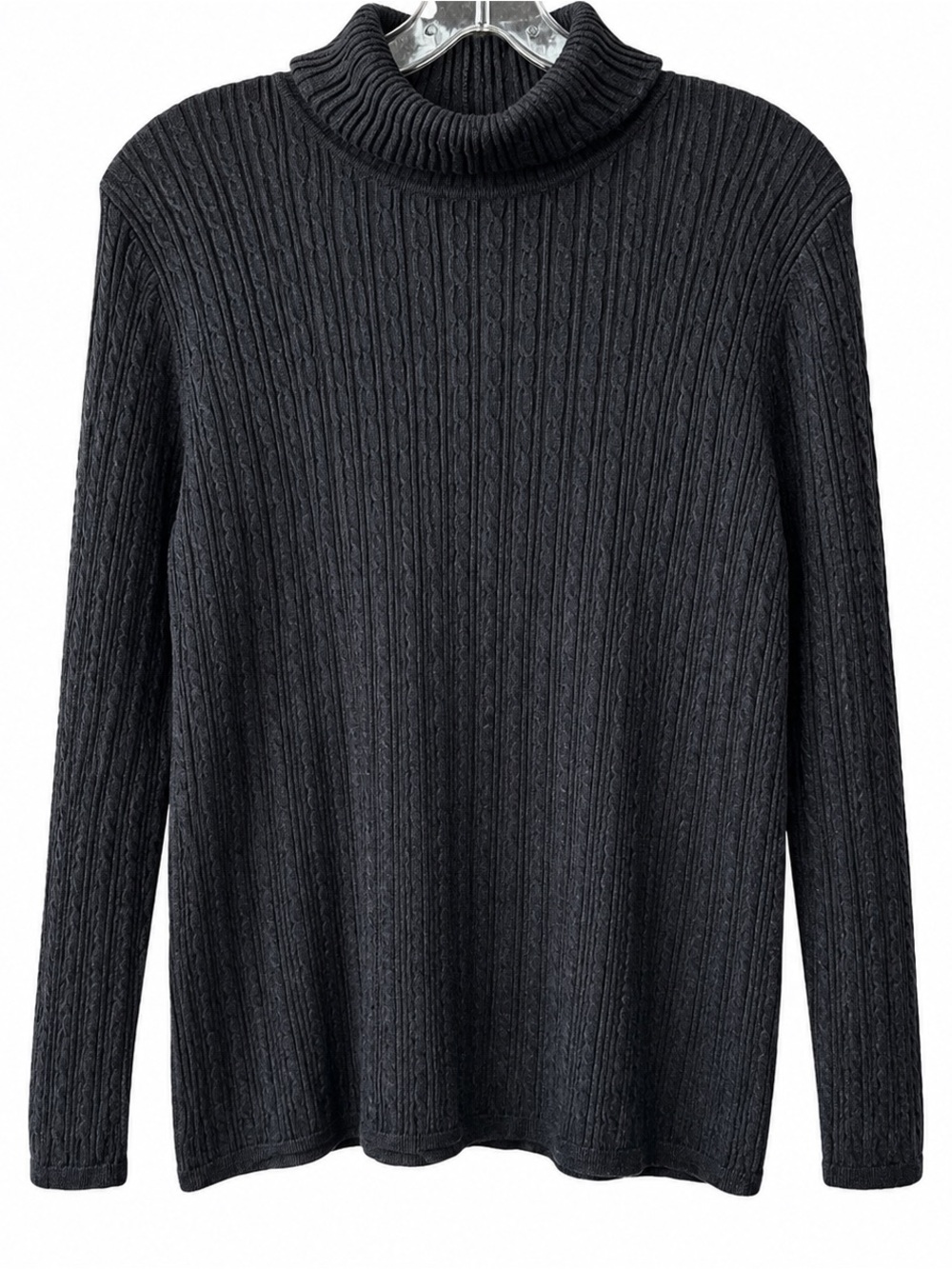 Peruvian Connection Womens XL Gray 100 Pima Cotton Cable Knit Turtleneck Sweater